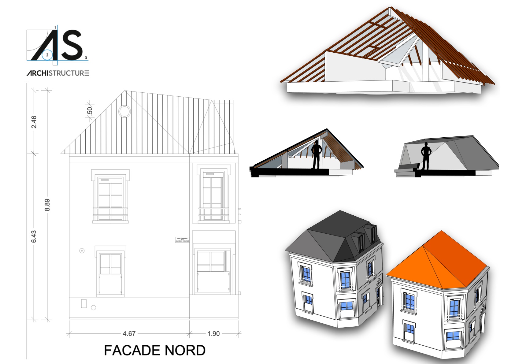 Bois-Colombes — façade et maquette 3D