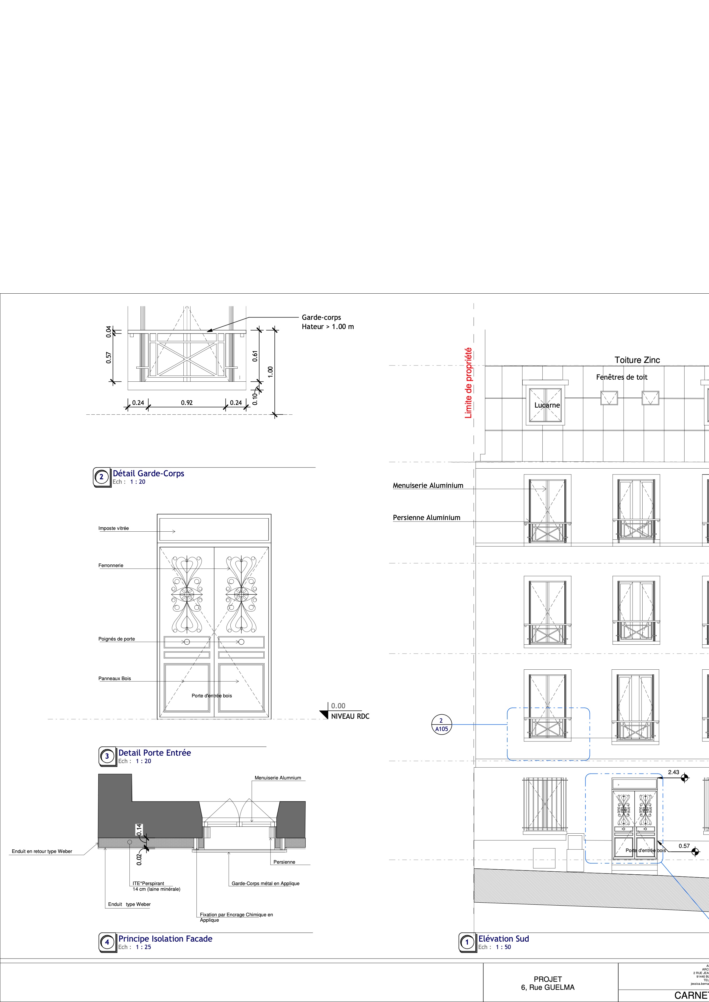 Villa Guelma — élévation sud et détails